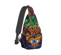 Anceky Cultura ebraica Hamsa arte malocchio borsa a tracolla petto, borsa a tracolla unisex, viaggio, sport, zaino da trekking