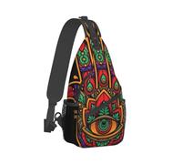Anceky Cultura ebraica Hamsa arte malocchio borsa a tracolla petto, borsa a tracolla unisex, viaggio, sport, zaino da trekking