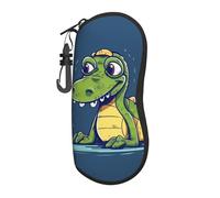 Anceky Custodia morbida per occhiali da sole a forma di coccodrillo, ultraleggera, in neoprene, con cerniera, con clip da cintura, custodia portatile da viaggio per occhiali, per donne e uomini