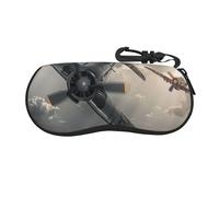 Anceky Custodia per occhiali stampata con aeroplano della seconda guerra mondiale per uomo e donna, graziosa custodia per occhiali, organizer portatile per occhiali da sole morbido con moschettone