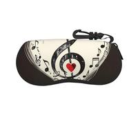 Anceky Custodia per occhiali stampata con simboli musicali e amore per uomo e donna, graziosa custodia per occhiali, organizer portatile per occhiali da sole morbido con moschettone