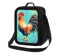 Anceky Dipinto ad olio raffigurante un gallo, borsa termica per il pranzo, borsa frigo riutilizzabile a prova di perdite per uomo e donna, ufficio, lavoro, scuola, spiaggia o viaggio.