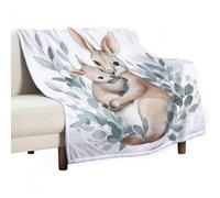 Anceky Divertente coperta in flanella con motivo a canguro, calda, morbida e accogliente coperta con motivo a foglie di eucalipto verde per divano letto, 50x70 pollici
