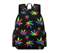 Anceky Divertente zaino con stampa 3D per sport all'aria aperta ed escursionismo, con cravatta a forma di foglia di marijuana psichedelica.