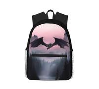 Anceky Drago sopra il tramonto sul lago di montagna nebbioso. Zaino compatto e casual, zaino da viaggio unisex.