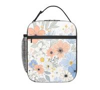 Anceky Elegante e graziosa borsa termica per il pranzo con motivo floreale per uomo e donna, borsa termica riutilizzabile con tasca frontale, ideale per lavoro, picnic e viaggi.