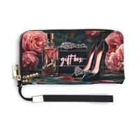 Anceky Elegante set di portafogli da polso con tacco a spillo e profumo per donna, in pelle con cerniera, grande capacità, porta carte di credito, pochette da donna, borsa lunga da viaggio