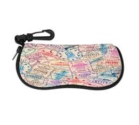 Anceky Francobolli Viaggio Europa Distintivi Antichi Occhiali Borsa Portaoggetti Occhiali da Sole Custodia Proteggi Occhiali da Vista Astuccio con Cerniera e Laccio Adatto Uomo Donna