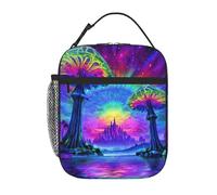 Anceky Funghi al neon e alberi di cristallo Portapranzo riutilizzabile Borsa termica isolata per ufficio, lavoro, picnic, campeggio, spiaggia