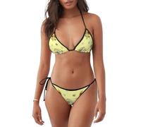 Anceky Gnomi Verdi e Girasole Set Bikini a 2 Pezzi per Donna | Sfacciato, Sexy, con Allacciatura al Collo, a Triangolo, Costumi da Bagno, Carino, a Vita Bassa