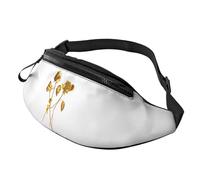 Anceky leggero con motivo floreale a rosa in oro 3D per donne, uomini e donne, con tasche con cerniera, cintura regolabile per passeggiate con il cane, corsa, ciclismo, escursionismo, sport all'aria