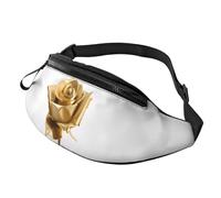 Anceky leggero con motivo floreale a rosa in oro 3D per donne, uomini e donne, con tasche con cerniera, cintura regolabile per passeggiate con il cane, corsa, ciclismo, escursionismo, sport all'aria