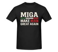 Anceky Maglietta da Uomo a Maniche Corte in Cotone Make Iran Great Again Miga