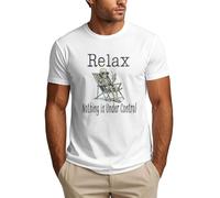 Anceky Maglietta da Uomo con Teschio e Scheletro Divertente Relax Nothing is Under Control