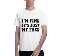 Anceky Maglietta Girocollo in Cotone per Uomo e Donna con Scritta I'm Fine It's Just My Face