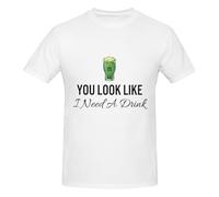 Anceky Maglietta Girocollo in Cotone per Uomo e Donna con Scritta You Look Like I Need A Drink