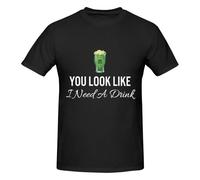 Anceky Maglietta Girocollo in Cotone per Uomo e Donna con Scritta You Look Like I Need A Drink