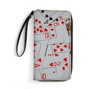 Anceky Mazzo di carte da gioco sparse, portafoglio portatile in pelle di grande capacità con corda