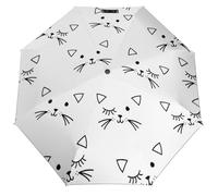 Anceky Ombrello completamente automatico con testa di gatto, antivento, con protezione UV, idrorepellente, dal design compatto, ideale per i viaggi e come regalo elegante per ogni occasione.