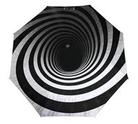 Anceky Ombrello pieghevole piccolo, nero e bianco, a spirale, antivento, da viaggio, leggero, piccolo e compatto, adatto per la tasca.