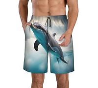 Anceky Pantaloncini da Bagno da Uomo ad Asciugatura Rapida con Stampa di Un Divertente Delfino Che Ti Guarda, Costumi da Bagno Estivi da Spiaggia con Tasca