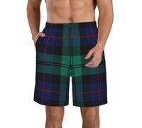 Anceky Pantaloncini da Uomo a Quadri Blu Navy e Verdi con Stampa Tartan da Caccia Clan Turnbull, Pantaloni Casual da Spiaggia, Costume da Bagno ad Asciugatura Rapida con Tasche