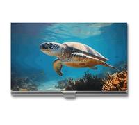 Anceky Porta biglietti da visita Protect Marine Life, sottile, con nome, multi-portafoglio, porta carte di credito, per uomo e donna