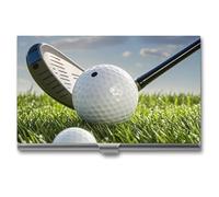 Anceky Porta biglietti da visita sottile a forma di pallina da golf, con nome, multi-portafoglio, porta carte di credito, per uomo e donna