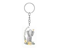 Anceky Portachiavi con simpatico elefante con ghirlanda e anatroccolo, alla moda e riutilizzabile, piccolo e portatile, portachiavi in acrilico per decorazioni natalizie, etichette per bagagli