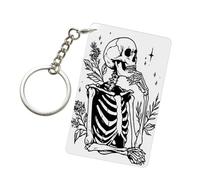 Anceky Portachiavi in acrilico con scheletro semplice e pensiero, portachiavi alla moda, catene in acrilico per auto, etichette per uomo e donna