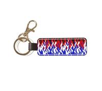 Anceky Portachiavi universale per auto con motivo a fiamma rossa, bianca e blu, ideale come portachiavi in pelle per uomini e donne