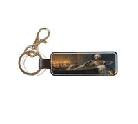 Anceky Portachiavi universale per auto con scheletro che si rilassa nella vasca da bagno, portachiavi in pelle ideale per uomini e donne.