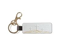 Anceky Portachiavi universale per auto con scritta Tre croci sulla collina, ideale come portachiavi in pelle per uomini e donne.