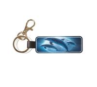 Anceky Portachiavi universale per auto con tre delfini che saltano, ideale come portachiavi in pelle per uomini e donne