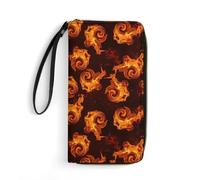 Anceky Portafogli in pelle stampata con fiamme di fuoco per uomo e donna, resistenti all'acqua, capacità extra per l'uso quotidiano