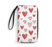 Anceky Portafogli in pelle stampati con cuori, amore, rosso e bianco, per uomo e donna, resistenti all'acqua, capacità extra per l'uso quotidiano