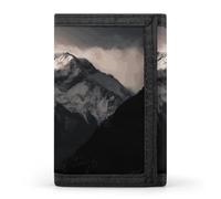 Anceky Portafoglio a tre ante bianco e nero Mountain Under The Sky sottile porta carte di credito elegante portafoglio a tre ante tasca frontale portamonete