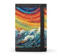 Anceky Portafoglio a tre ante Lively Sea View da uomo - Sottile, 8 scomparti per carte, portamonete con cerniera, fermasoldi, scomparto