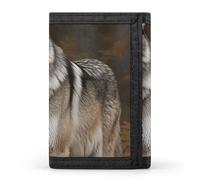 Anceky Portafoglio a tre ante Wild Wild Gray Wolf da uomo - Sottile, 8 scomparti per carte, portamonete con cerniera, fermasoldi, scomparto