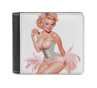 Anceky Portafoglio bifold in morbida pelle PU da ragazza retrò degli anni '50, portamonete, porta carte di credito, porta carte resistente, sottile, per uomo e donna, per conservare i soldi