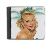 Anceky Portafoglio bifold in morbida pelle PU da ragazza retrò degli anni '50, portamonete, porta carte di credito, porta carte resistente, sottile, per uomo e donna, per conservare i soldi