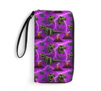 Anceky Portafoglio da donna con cinturino da polso, grande capacità, tasca con cerniera, perfetto per carte d'identità, dinosauro Tynosaurus Rex