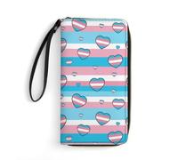 Anceky Portafoglio da donna con cinturino da polso, grande capacità, tasca con cerniera, perfetto per carte d'identità, cuori dell'orgoglio transgender e bandiera LGBT