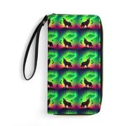 Anceky Portafoglio da donna con cinturino da polso, grande capacità, tasca con cerniera, perfetto per carte d'identità, Wolf Wolves