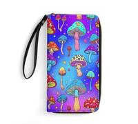 Anceky Portafoglio da donna, grande capacità, tasca con cerniera, perfetto per carte d'identità, funghi psichedelici