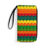 Anceky Portafoglio da donna, grande capacità, tasca con cerniera, perfetto per carte d'identità, strisce rasta