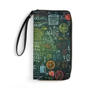 Anceky Portafoglio da donna in pelle con domande di matematica, portafoglio sottile con tasca con cerniera e porta carte