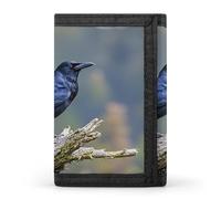 Anceky Portafoglio da uomo Black Crow Birds, extra capiente, sottile ed elegante, con tre ante e finestra per documenti