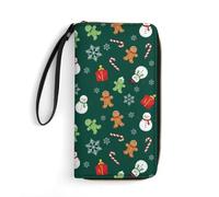 Anceky Portafoglio da uomo in pelle verde pan di natalizio multistrato resistente all'acqua, con design a cordino portatile per l'uso quotidiano.