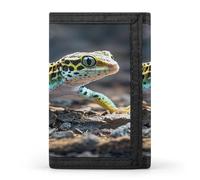 Anceky Portafoglio da uomo Leopard Little Gecko, extra capiente, sottile ed elegante, con tre ante e finestra per documenti